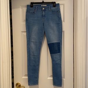 Levi 710 super skinny light wash colorblock jeans